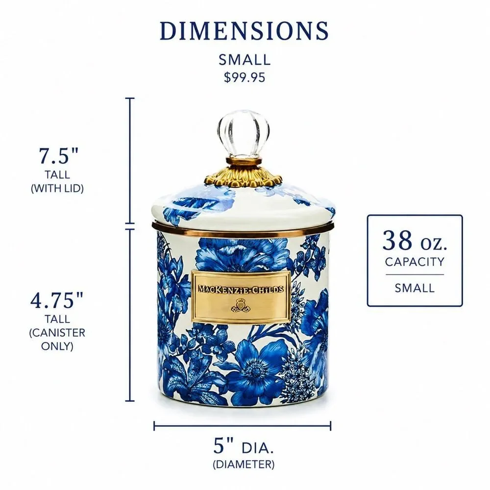 MacKenzie-Child Royal English Canister Blue and White 3pc Set New NIB